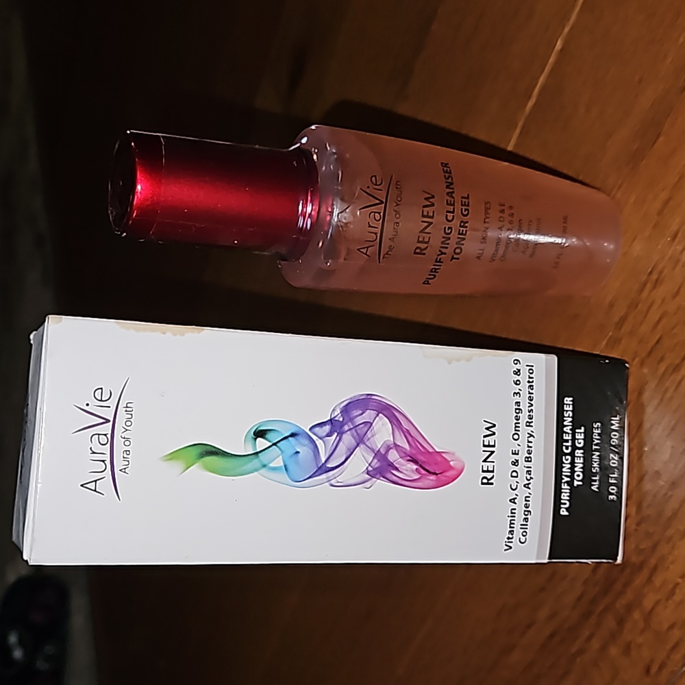 New AuraVie Aura of Youth Renew Purifying Cleanser Toner Gel 3 oz/ 90 ml New